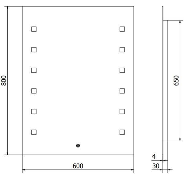 Mexen Ner огледало за баня с подсветка 60 x 80 см, LED 6000K, антиконденз - 9809-060-080-611-00