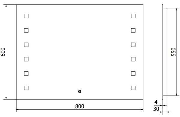 Mexen Ner огледало за баня с осветление 80 x 60 см, LED 6000K, анти-пара - 9809-080-060-611-00