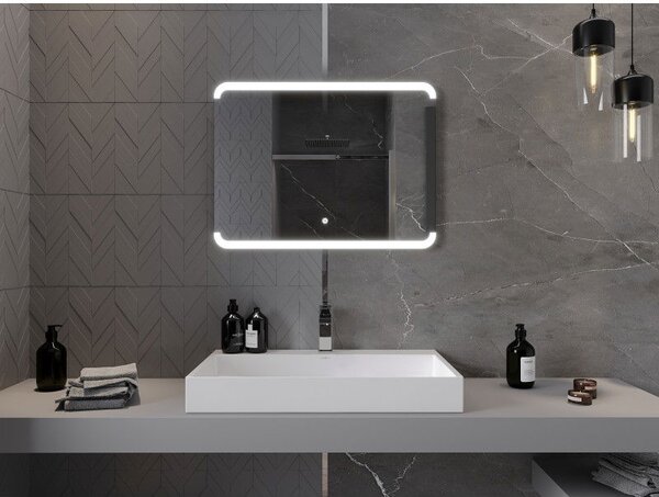 Mexen Nida огледало за баня с LED осветление 80 x 60 cm, LED 6000K, антизамъгляване - 9806-080-060-611-00