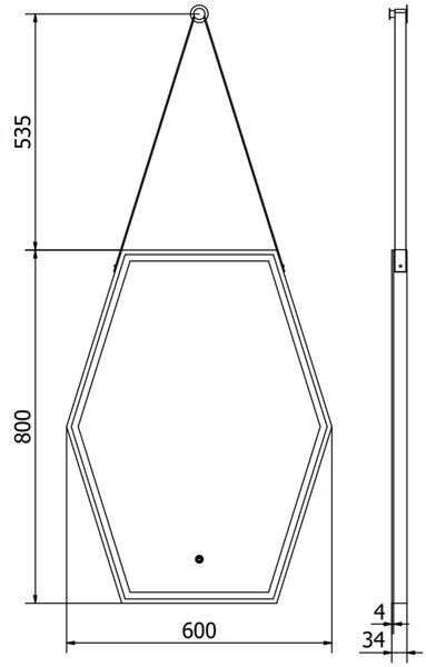 Mexen Orla огледало за баня с подсветка 60 x 80 см, LED 6000K, антизамъгляване, черна рамка - 9815-060-080-611-70