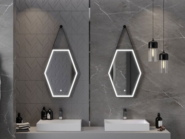 Mexen Orla огледало за баня с подсветка 50 x 70 см, LED 6000K, анти-пара, черна рамка - 9815-050-070-611-70