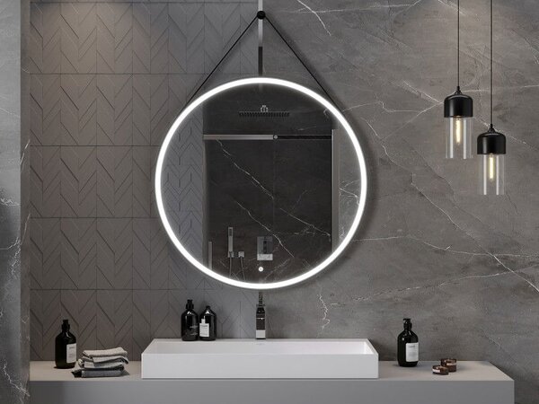 Mexen Reni подсветено кръгло огледало за баня, 100 cm, LED 6000K, анти-мъгла, черна