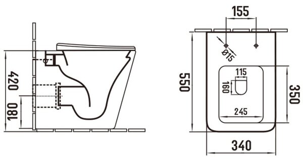 Mexen Cube стояща Rimless тоалетна чиния с тънка седалка с плавно затваряне, дуропласт, черен мат - 32924085