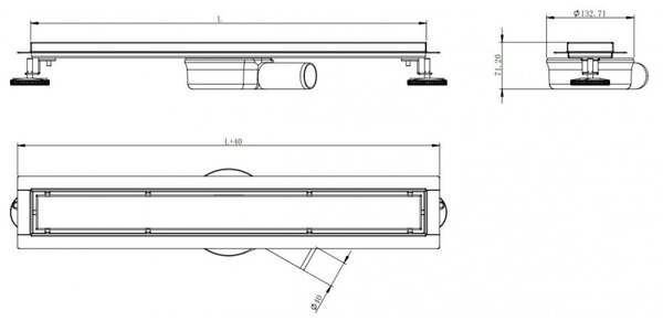 Mexen Flat 360° M33 ротационен линеен сифон 50 см, инокс - 1033050-40