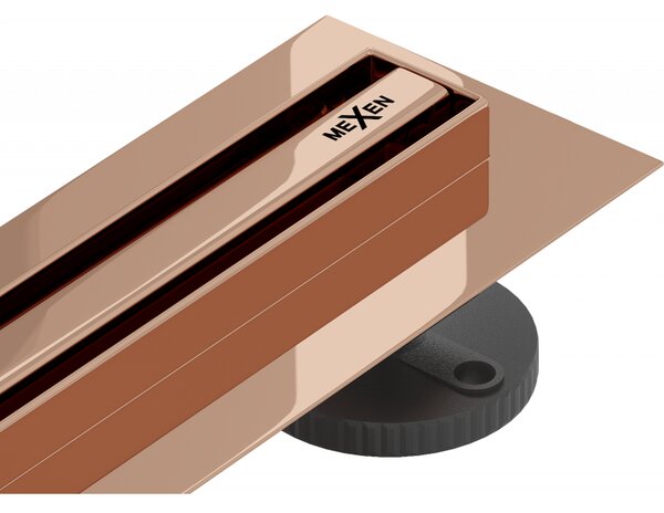Mexen Flat 360° Slim въртящ се линеен сифон 60 см, розово злато - 1641060