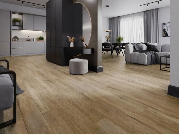 Mexen Long Creek винилови панели 1240 x 182 mm SPC 6,5 mm, подложка IXPE 1,5 mm, 4 V-Фуга, Дъб