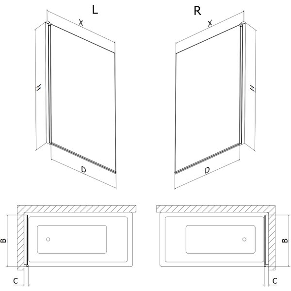 Mexen Mist параван за вана 1-крилен 50 x 150 cm, прозрачен, хром - 8A9-050-001-01-00