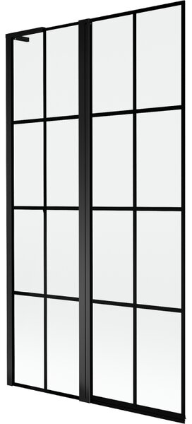 Mexen Mist L параван за вана, двукрилен, ляв, 100 x 150 см, черна решетка, черен - 8A9L-100-011-70-77-L