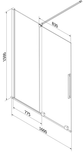 Mexen Velar двукрила плъзгаща се вана 160 x 150 см, прозрачен, хром - 896-160-000-01-01