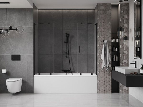 Mexen Velar Duo двукрилен плъзгащ екран за вана 170 x 150 см, прозрачен, черен - 896-170-000-02-70