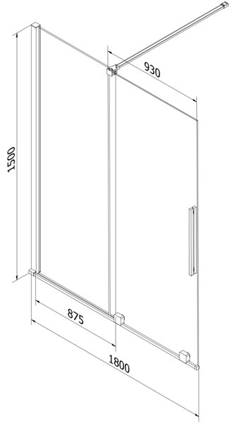 Mexen Velar параван за вана, 2-крилен плъзгащ се 180 x 150 cm, прозрачен, хром - 896-180-000-01-01