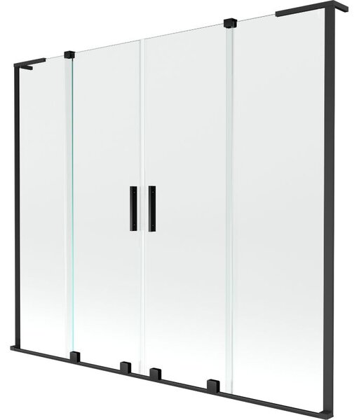 Mexen Velar L Duo параван за вана, двукрилен плъзгащ се 170 x 150 cm, прозрачeн, черен - 896-170-003-02-70