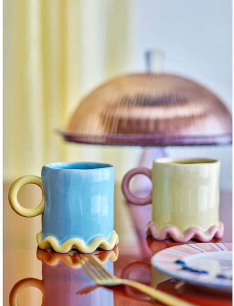 Светложълти/светлосини керамични чаши в комплект 2 бр. 350 ml Polly – Bloomingville