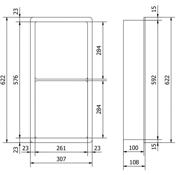 Mexen X-Wall-K нишова полица от конгломерат 62,2 x 30,7 см, бяла - 1900623010