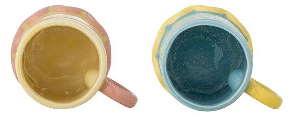 Светложълти/светлосини керамични чаши в комплект 2 бр. 350 ml Polly – Bloomingville