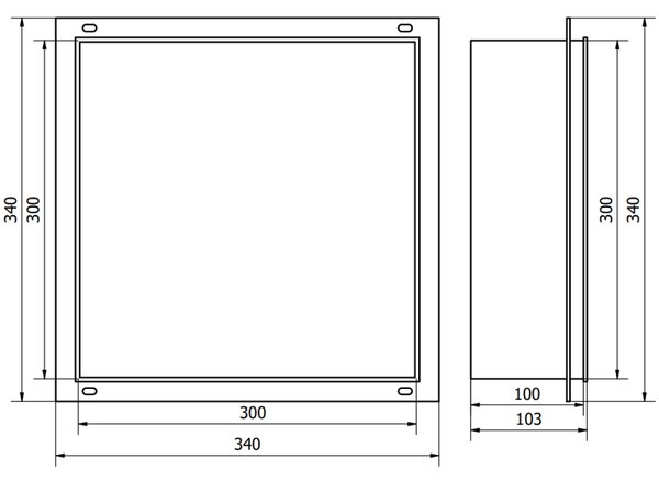 Mexen X-Wall-NR вдлъбната полица без фланец 30 x 30 см, инокс - 1911303010
