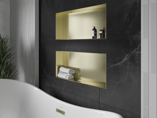 Mexen X-Wall-NR вградена полица без фланец 75 x 30 см, златна четкана - 1951753010