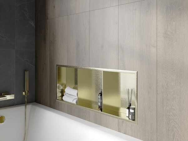 Mexen X-Wall-R вдлъбната полица с ръб и полица 90 x 30 см, злато, полирано с четка - 1950903010S