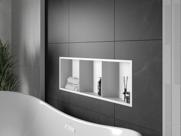 Mexen X-Wall-R нишова полица с яка и полица 90 x 30 см, бяла - 1920903010S