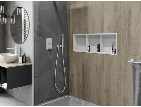 Mexen X-Wall-R нишова полица с яка и полица 90 x 30 см, бяла - 1920903010S