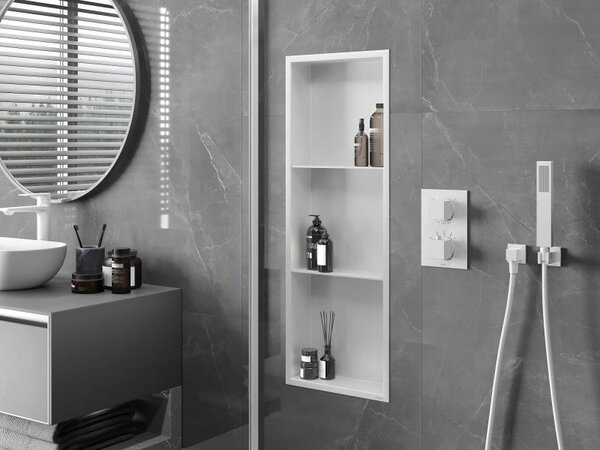 Mexen X-Wall-R нишова полица с яка и полица 90 x 30 см, бяла - 1920903010S