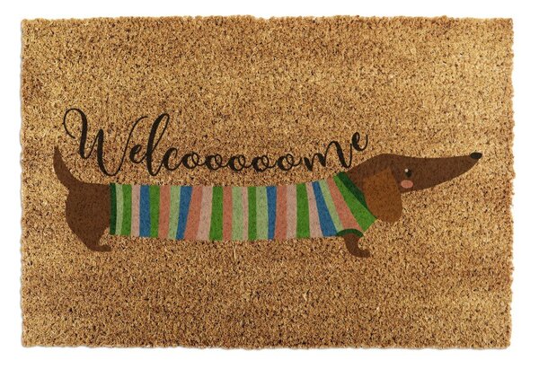 Изтривалка от кокосови влакна 40x60 cm Welcome Sausage Dog – Artsy Doormats