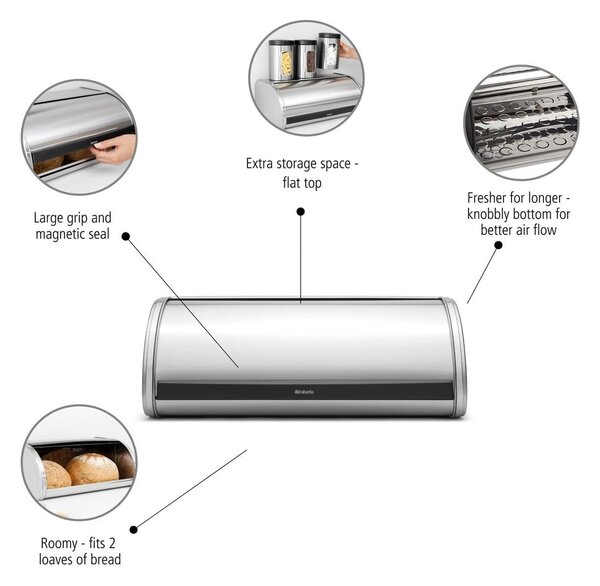 Стоманена кутия за хляб Roll Top – Brabantia