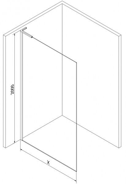 Mexen Kioto L параван за душ Walk-in 55 x 200 см, прозрачен, хром - 800-055-103-01-00