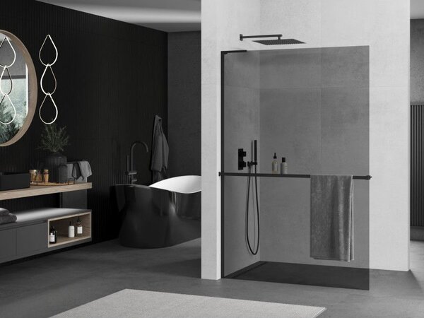 Mexen Kioto+ L душекран с рафт Walk-in 80 x 200 см, графит, черен - 800-080-123-70-40