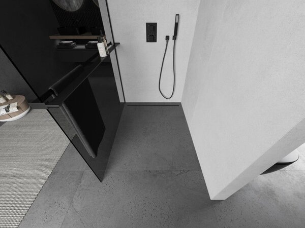 Mexen Kioto+ L душекран с рафт Walk-in 80 x 200 см, графит, черен - 800-080-123-70-40