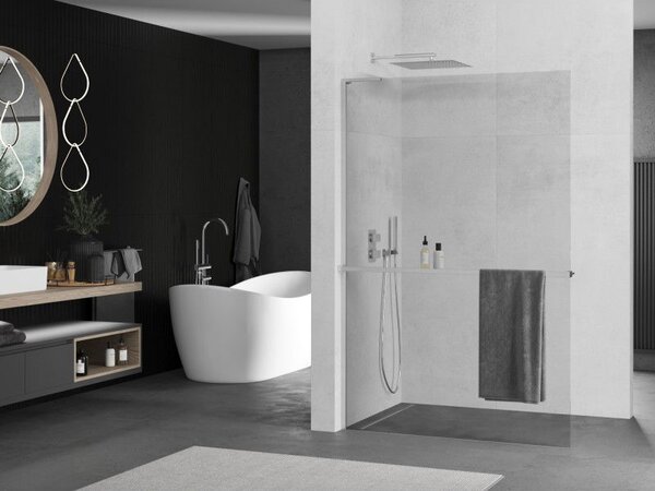 Mexen Kioto+ L душ кабина с рафт Walk-in 50 x 200 см, прозрачна, хром - 800-050-123-01-00