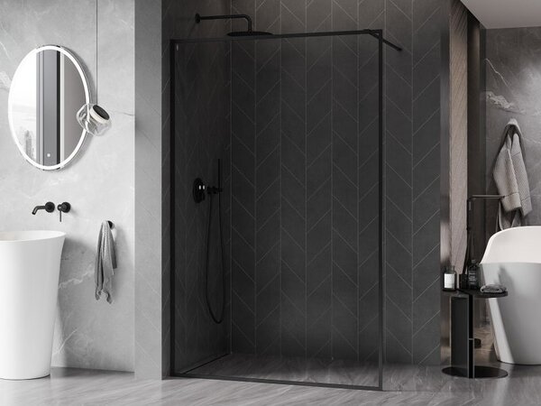 Mexen Kioto-XF душ кабина Walk-in с рамка 50 x 202 см, прозрачна 10 мм, черна - 800-050-104-70-00-X