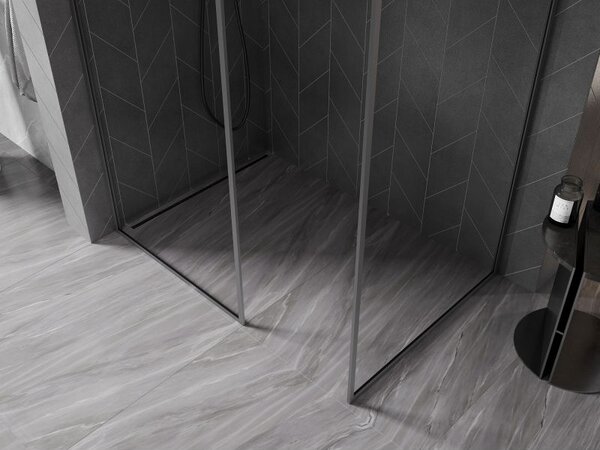 Mexen Kioto-F преграда за душ Walk-in с рамка 125 x 100 см, прозрачна 8 мм, черен металик - 800-125-202-04-95-100