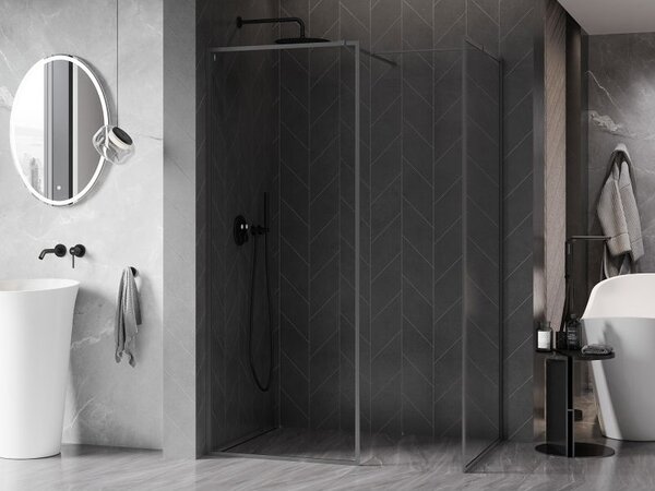 Mexen Kioto-F преграда за душ Walk-in с рамка 125 x 100 см, прозрачна 8 мм, черен металик - 800-125-202-04-95-100