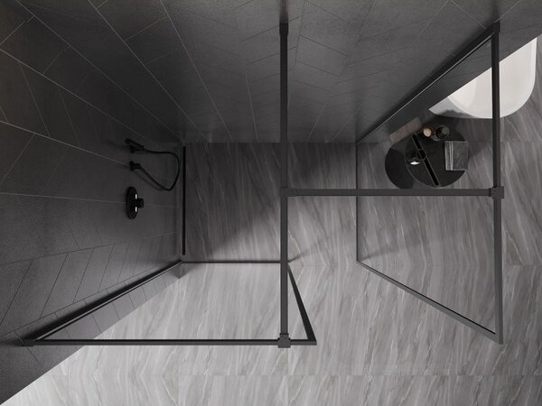 Mexen Kioto-F преграда за душ Walk-in с рамка 125 x 100 см, прозрачна 8 мм, черен металик - 800-125-202-04-95-100