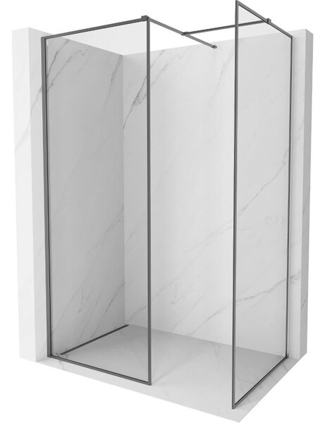 Mexen Kioto-F преграда за душ Walk-in с рамка 125 x 100 см, прозрачна 8 мм, черен металик - 800-125-202-04-95-100