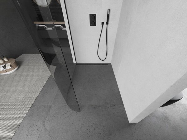 Mexen Kioto-R закръглена душ кабина Walk-in 90 x 200 см, прозрачна 8 мм, черна - 800-090-101-70-06