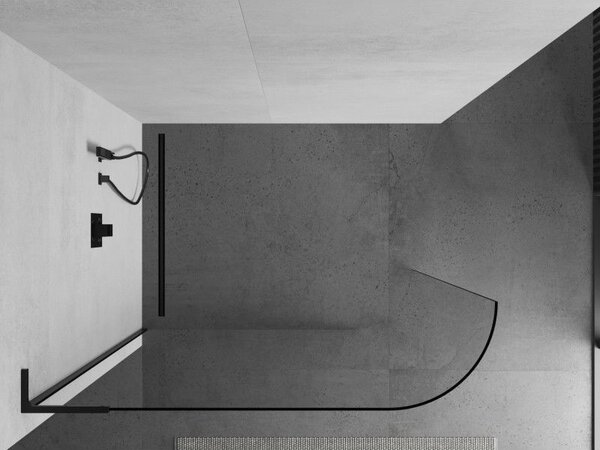 Mexen Kioto-R L заоблена душ стена Walk-in 80 x 200 cm, прозрачна, черна - 800-080-103-70-06