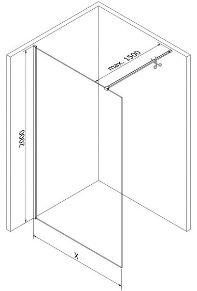 Mexen Kioto-X стена за душ кабина Walk-in 160 x 200 cm, графит 10 мм, черна - 800-160-101-70-40-X