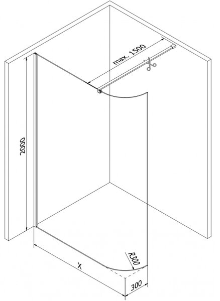 Mexen Kioto-R заоблен параван за душ Walk-in 80 x 200 см, прозрачен 8 мм, хром - 800-080-101-01-06