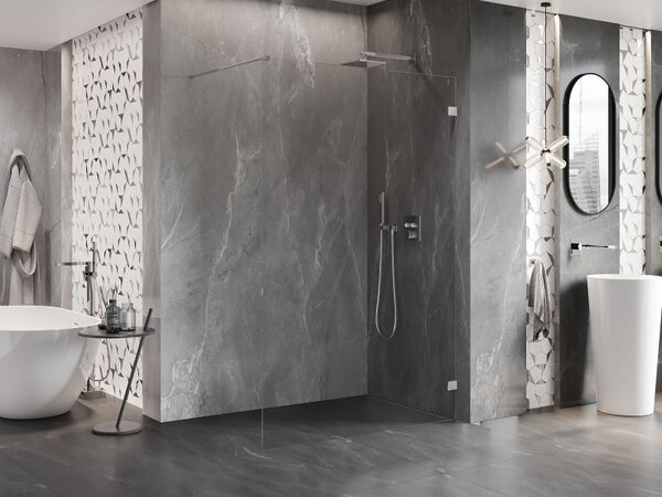 Mexen Lunar стъклена преграда за душ Walk-in дясна 90 x 200 см, прозрачна 8 мм, хром - 830-090-000-01-00-P