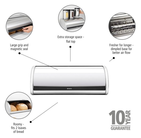 Стоманена кутия за хляб Roll Top – Brabantia
