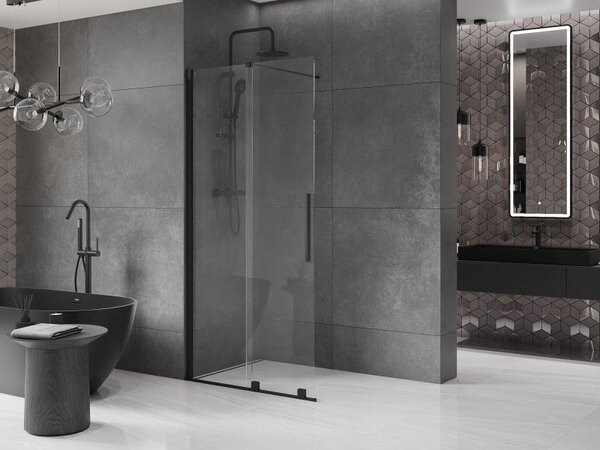 Mexen Velar плъзгаща се душ стена Walk-in 75 x 200 см, прозрачна 8 мм, черна - 871-075-000-03-70