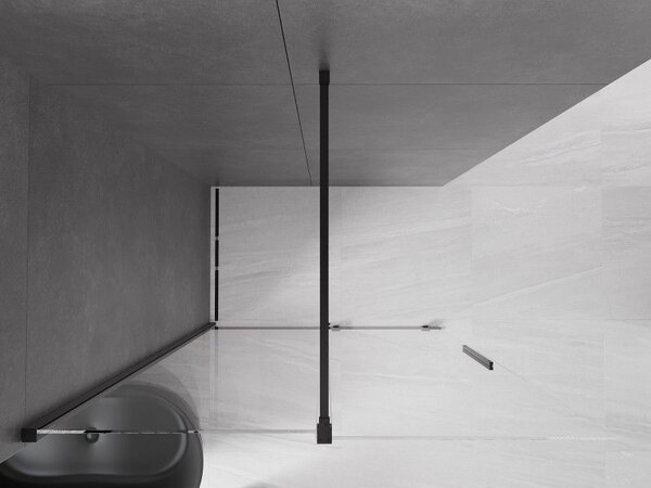 Mexen Velar плъзгаща се душ преграда Walk-in 140 x 200 см, прозрачна 8 мм, черна - 871-140-000-03-70