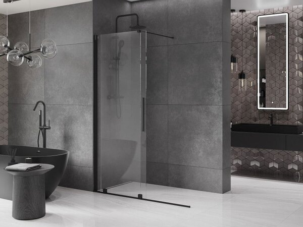 Mexen Velar плъзгаща се душ преграда Walk-in 140 x 200 см, прозрачна 8 мм, черна - 871-140-000-03-70