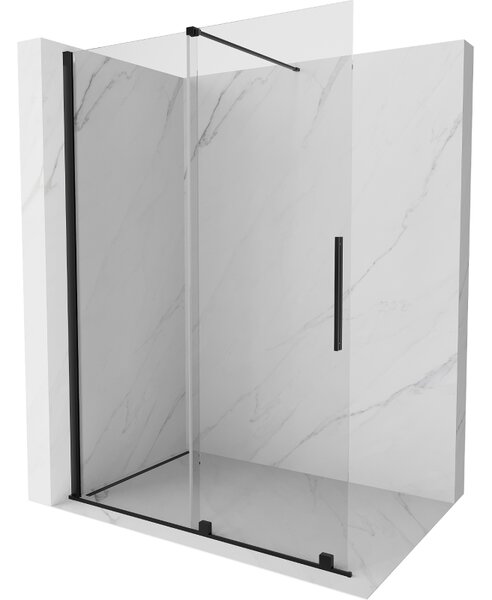 Mexen Velar плъзгаща се душ преграда Walk-in 140 x 200 см, прозрачна 8 мм, черна - 871-140-000-03-70