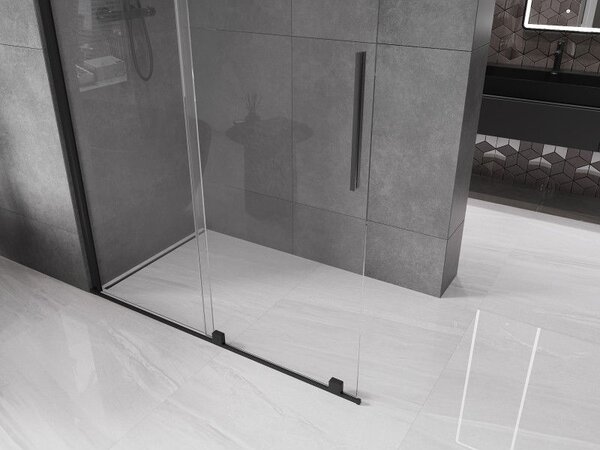 Mexen Velar плъзгаща се душ преграда Walk-in 140 x 200 см, прозрачна 8 мм, черна - 871-140-000-03-70