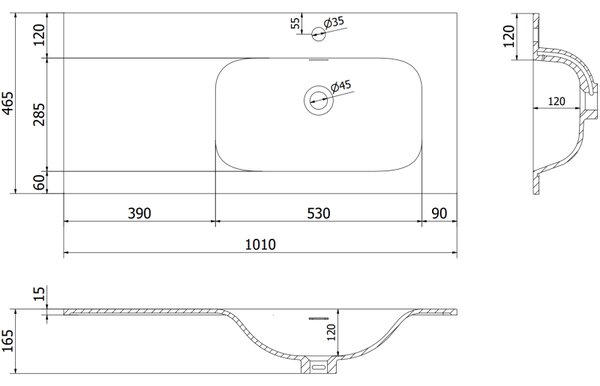 Mexen Rivel шкаф за баня 100 см с мивка Vela дясна, 1S, 1D, релефна, бял мат - 91A23-10047-3-BBFF01-W23P01