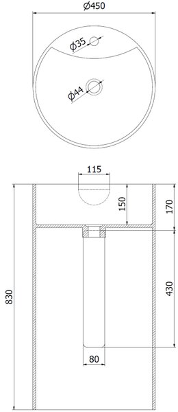 Mexen Ajax-02 свободностояща мивка от конгломерат 45 x 45 см, бяла мат - 26514500