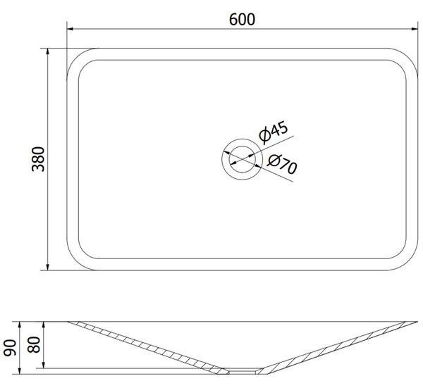 Mexen Esper плот мивка от конгломерат 60 x 38 см, черна - 23036071